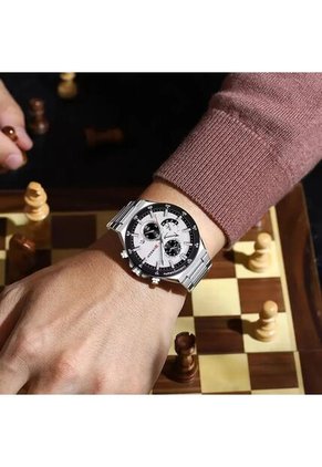 Reloj Curren 8481 Cronógrafo Tablero Blanco - Plata