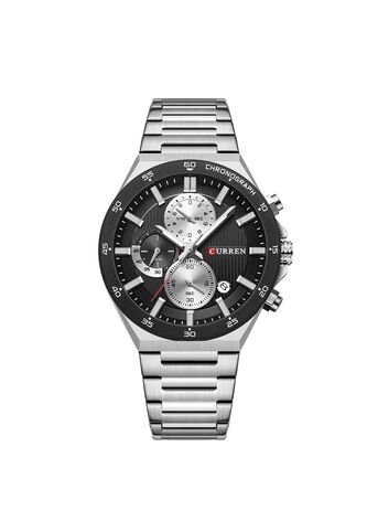 Reloj Curren 8481 Cronógrafo Tablero Negro - Plata Curren
