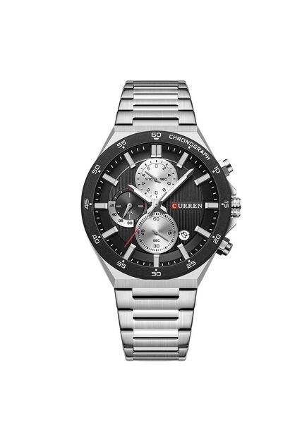 Reloj Curren 8481 Cronógrafo Tablero Negro - Plata
