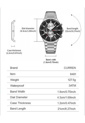 Reloj Curren 8481 Cronógrafo Tablero Negro - Plata