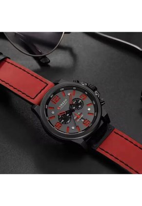 Reloj Curren 8314 Cronógrafo Tablero Negro - Rojo