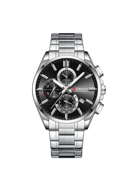 Reloj Curren 8475 Cronógrafo Fondo Negro - Plata