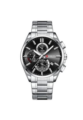 Reloj Curren 8475 Cronógrafo Fondo Negro - Plata