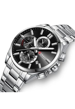 Reloj Curren 8475 Cronógrafo Fondo Negro - Plata