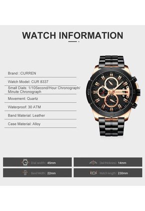 Reloj Curren 8337 Cronógrafo Tablero Negro - Negro