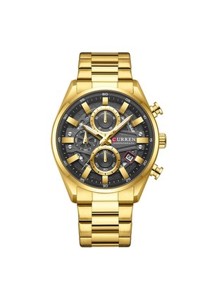 Reloj Curren 8495 Cronógrafo Tablero Negro - Dorado