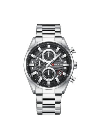 Reloj Curren 8495 Cronógrafo Tablero Negro - Plata Curren
