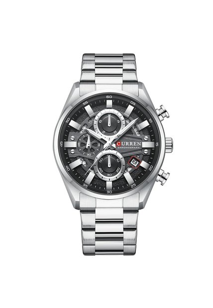 Reloj Curren 8495 Cronógrafo Tablero Negro - Plata