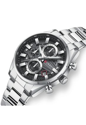 Reloj Curren 8495 Cronógrafo Tablero Negro - Plata
