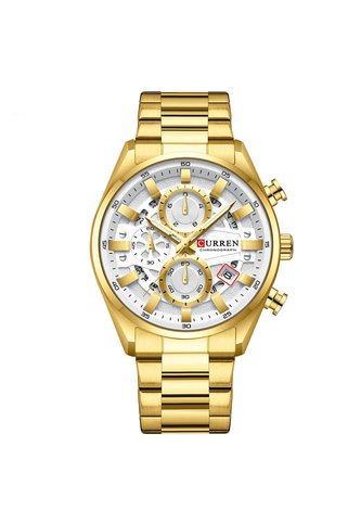 Reloj Curren 8495 Cronógrafo Tablero Blanco - Dorado Curren