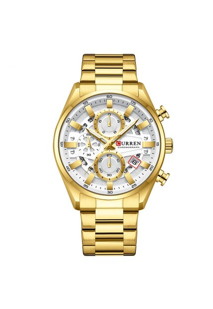 Reloj Curren 8495 Cronógrafo Tablero Blanco - Dorado
