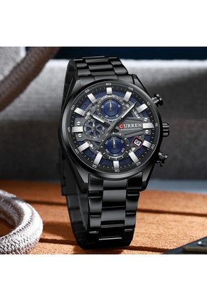 Reloj Curren 8495 Cronógrafo Tablero Negro - Negro
