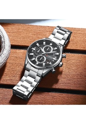 Reloj Curren 8495 Cronógrafo Tablero Negro - Plata
