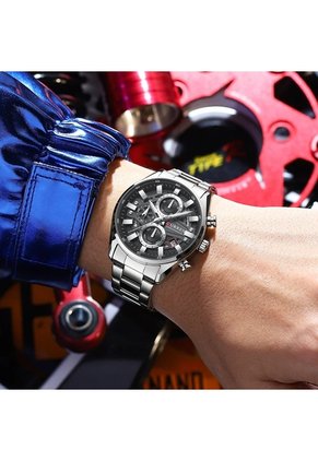 Reloj Curren 8495 Cronógrafo Tablero Negro - Plata