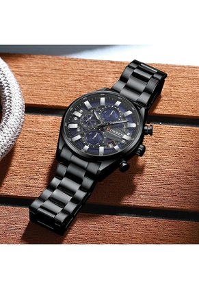 Reloj Curren 8495 Cronógrafo Tablero Negro - Negro