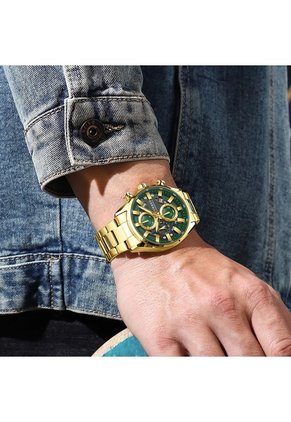 Reloj Curren 8495 Cronógrafo Tablero Verde - Dorado