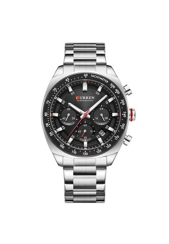 Reloj Curren 8497 Cronógrafo Tablero Negro - Plata Curren