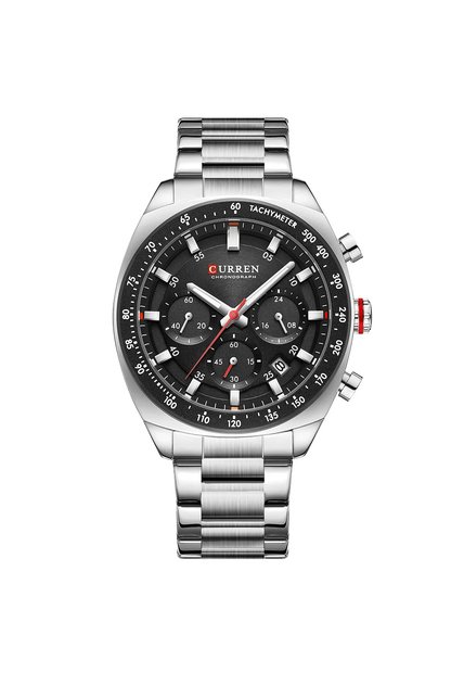 Reloj Curren 8497 Cronógrafo Tablero Negro - Plata