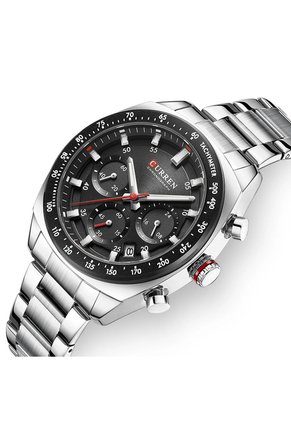Reloj Curren 8497 Cronógrafo Tablero Negro - Plata