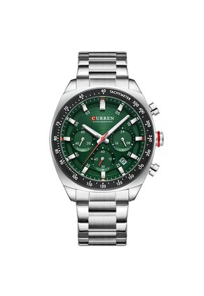 Reloj Curren 8497 Cronógrafo Tablero Verde - Plata