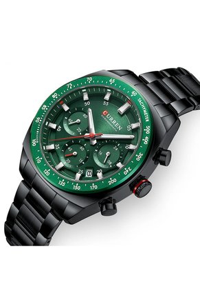 Reloj Curren 8497 Cronógrafo Tablero Verde - Negro