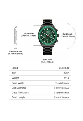Reloj Curren 8497 Cronógrafo Tablero Verde - Negro