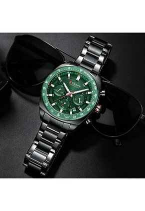 Reloj Curren 8497 Cronógrafo Tablero Verde - Negro