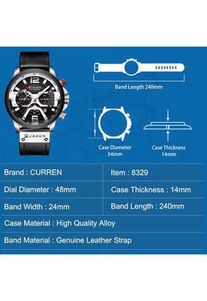 Reloj Curren 8329 Cronógrafo - Negro / Plata