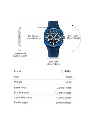 Reloj Curren 8502 Cronógrafo Tablero Azul - Azul