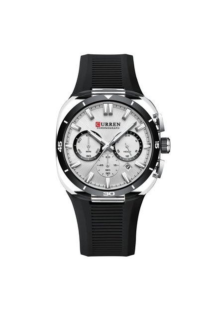 Reloj Curren 8502 Cronógrafo Tablero Blanco - Negro