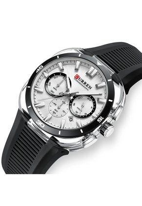 Reloj Curren 8502 Cronógrafo Tablero Blanco - Negro