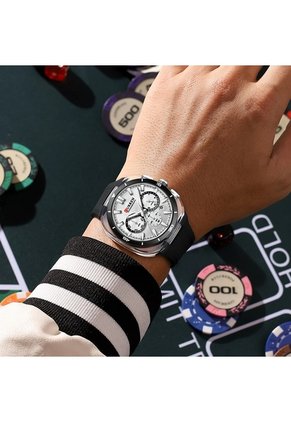 Reloj Curren 8502 Cronógrafo Tablero Blanco - Negro