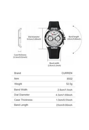 Reloj Curren 8502 Cronógrafo Tablero Blanco - Negro
