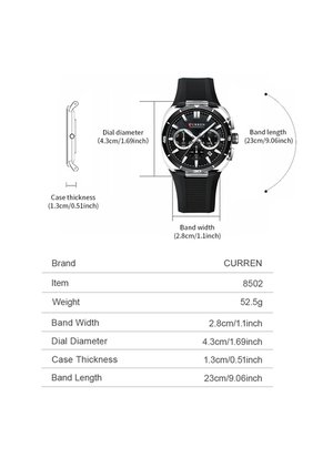 Reloj Curren 8502 Cronógrafo Tablero Negro - Negro