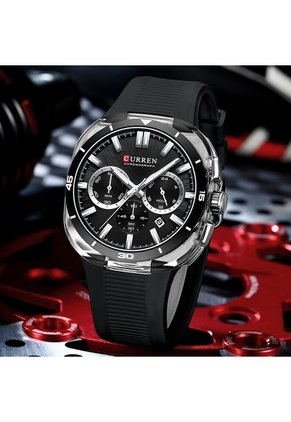 Reloj Curren 8502 Cronógrafo Tablero Negro - Negro