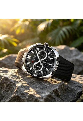 Reloj Curren 8502 Cronógrafo Tablero Negro - Negro