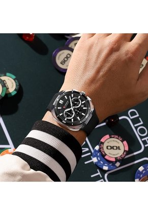 Reloj Curren 8502 Cronógrafo Tablero Negro - Negro