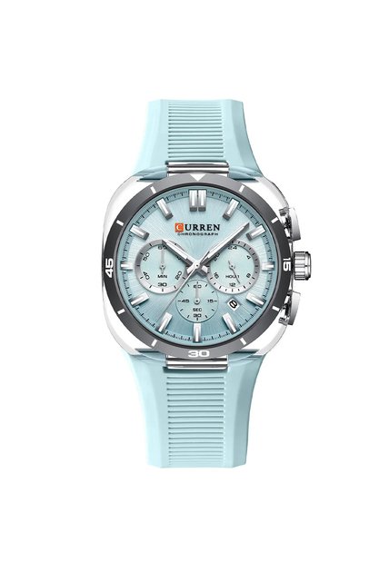 Reloj Curren 8502 Cronógrafo Tablero Azul Claro - Azul