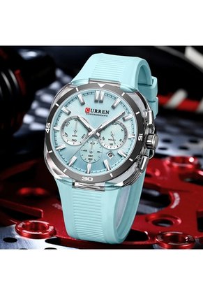 Reloj Curren 8502 Cronógrafo Tablero Azul Claro - Azul