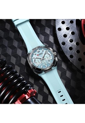 Reloj Curren 8502 Cronógrafo Tablero Azul Claro - Azul