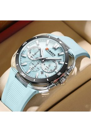 Reloj Curren 8502 Cronógrafo Tablero Azul Claro - Azul