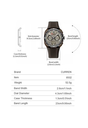 Reloj Curren 8502 Cronógrafo Tablero Cafe - Cafe