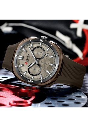Reloj Curren 8502 Cronógrafo Tablero Cafe - Cafe