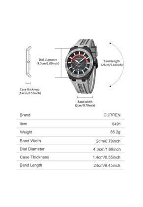 Reloj Curren 8491 Calendario Tablero Gris - Gris