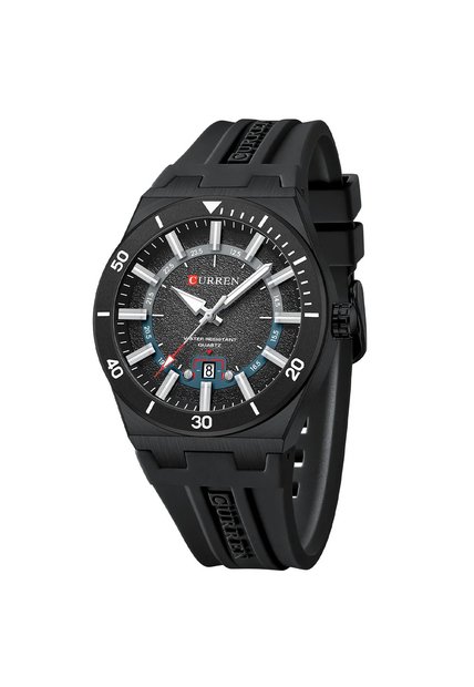 Reloj Curren 8491 Calendario Tablero Negro - Negro