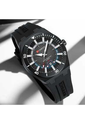 Reloj Curren 8491 Calendario Tablero Negro - Negro