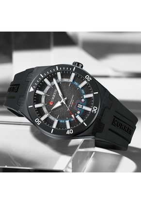 Reloj Curren 8491 Calendario Tablero Negro - Negro