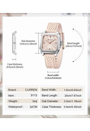 Reloj Curren 9113 Clasico Marco Plateado - Rosa