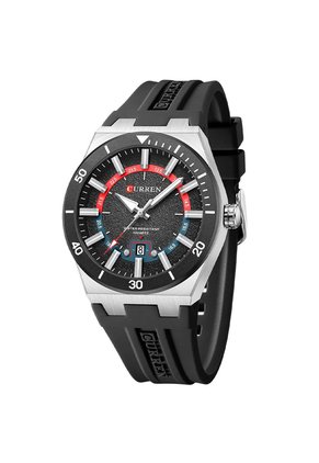 Reloj Curren 8491 Calendario Marco Plata - Negro