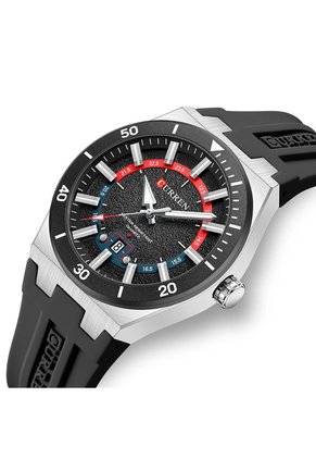 Reloj Curren 8491 Calendario Marco Plata - Negro